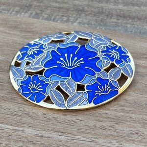 Floral cloisonné brooch by Fish & Crown
